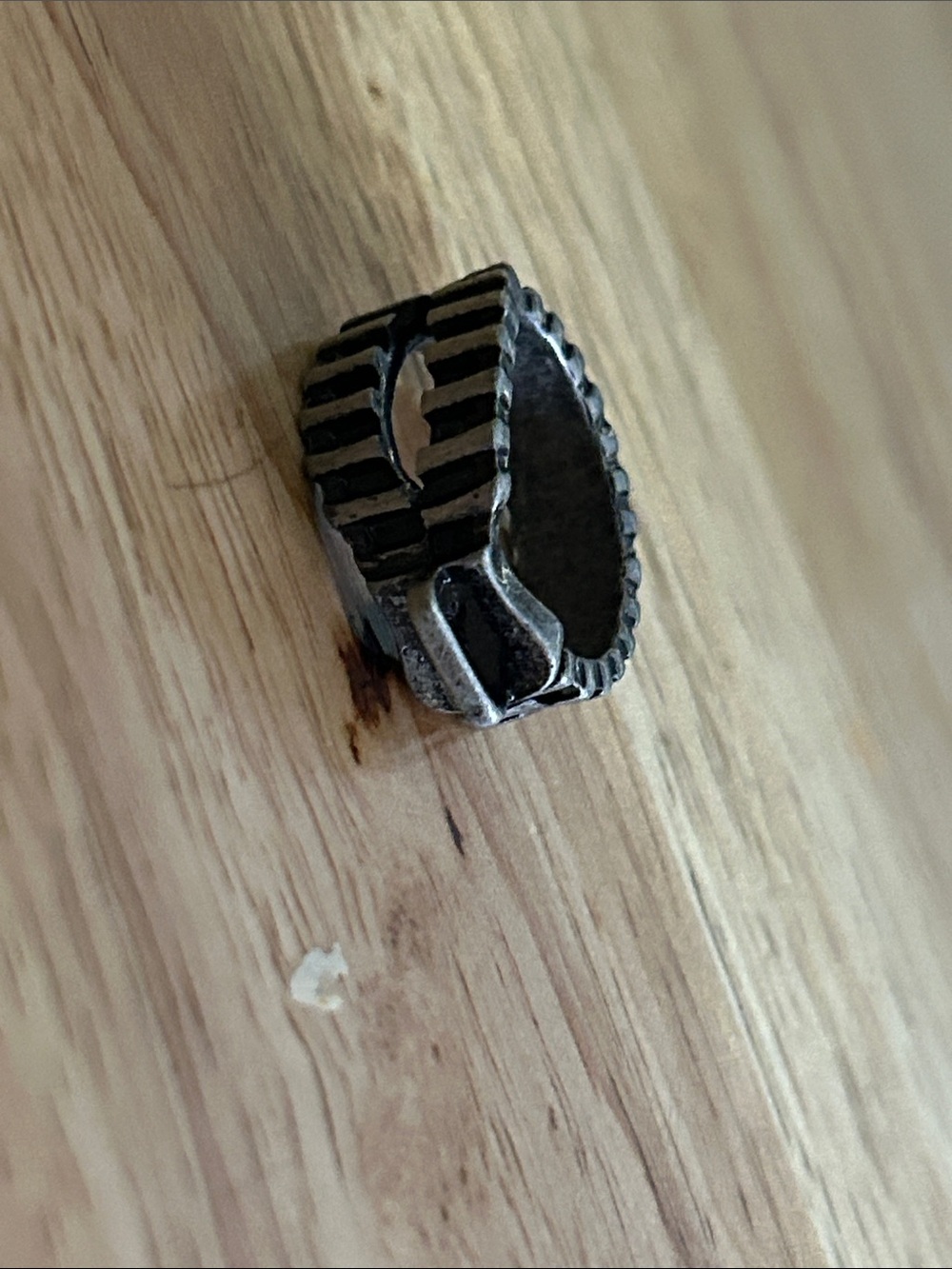 Men's Silver-Tone Gear Ring - Modern Industrial Style